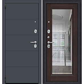 Дверь входная Porta R-3 4/П61 Graphite Pro/Wenge Veralinga, с зеркалом, 2 замка