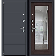 Дверь входная Porta R-3 4/П61 Graphite Pro/Wenge Veralinga, с зеркалом, 2 замка, с ночной задвижкой