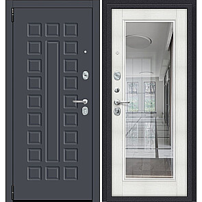 Дверь входная Porta R-3 51/П61 Graphite Pro/Bianco Veralinga, с зеркалом, 2 замка