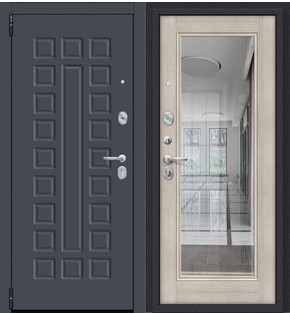Дверь входная Porta R-3 51/П61 Graphite Pro/Cappuccino Veralinga, с зеркалом, 2 замка, с ночной задвижкой