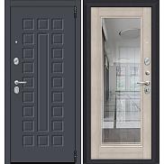 Дверь входная Porta R-3 51/П61 Graphite Pro/Cappuccino Veralinga, с зеркалом, 2 замка, с ночной задвижкой