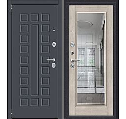 Дверь входная Porta R-3 51/П61 Graphite Pro/Cappuccino Veralinga, с зеркалом, 2 замка, с ночной задвижкой