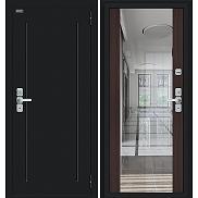 Дверь входная Глори Букле черное/Wenge Veralinga, с зеркалом, 1 замок