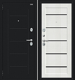 Дверь входная Борн Букле черное/Bianco Veralinga, 2 замка