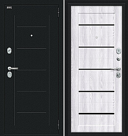 Дверь входная Борн Букле черное/Riviera Ice, 2 замка