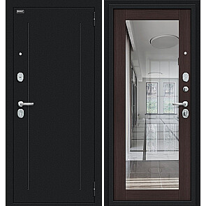 Дверь входная Флэш 119.Б15 Букле черное/Wenge Veralinga, с зеркалом, 2 замка