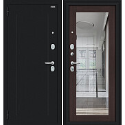 Дверь входная Флэш 119.Б15 Букле черное/Wenge Veralinga, с зеркалом, 2 замка, с ночной задвижкой