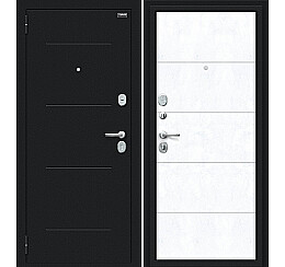 Дверь входная Граффити-1 Букле черное/Snow Art, 2 замка