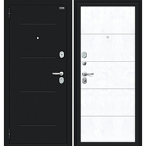 Дверь входная Граффити-1 Букле черное/Snow Art, 2 замка