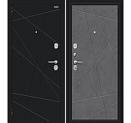 Дверь входная Граффити-5 Букле черное/Slate Art, 2 замка, с ночной задвижкой