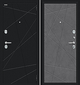 Дверь входная Граффити-5 Букле черное/Slate Art, 2 замка, с ночной задвижкой