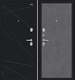 Дверь входная Граффити-5 Букле черное/Slate Art, 2 замка