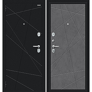 Дверь входная Граффити-5 Букле черное/Slate Art, 2 замка, с ночной задвижкой