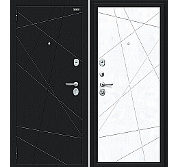 Дверь входная Граффити-5 (115/Г5) Букле черное/Snow Art, 2 замка, с ночной задвижкой