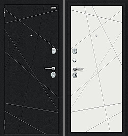 Дверь входная Граффити-5 Букле черное/Super White, 2 замка