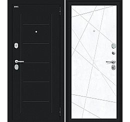 Дверь входная металлическая «Граффити-5» Букле черное/Snow Art