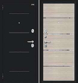 Дверь входная Лайн Букле черное/Cappuccino Veralinga, 2 замка