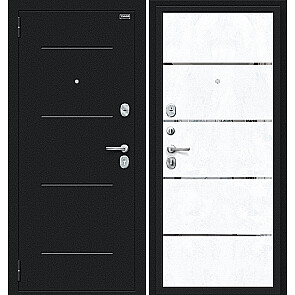 Дверь входная Лайн Букле черное/Snow Art, 2 замка