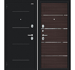 Дверь входная Лайн Букле черное/Wenge Veralinga, 2 замка, с ночной задвижкой