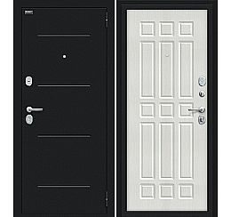 Дверь входная металлическая «Мило 104.52» Букле черное/Bianco Veralinga