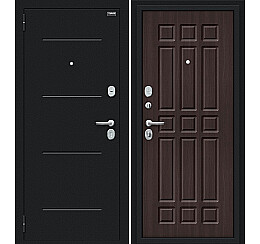 Дверь входная Мило 104.52 Букле черное/Wenge Veralinga, 2 замка, с ночной задвижкой