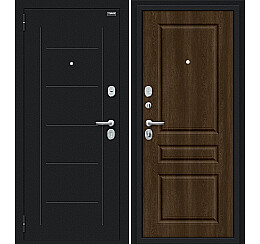 Дверь входная Пик 117.С14 Букле черное/Dark Barnwood, 2 замка, с ночной задвижкой