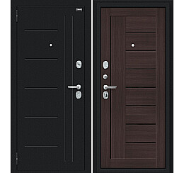Дверь входная Проф Букле черное/Wenge Veralinga, 2 замка, с ночной задвижкой