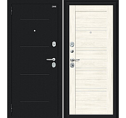 Дверь входная Сити Kale Букле черное/Nordic Oak, с зеркалом, 2 замка