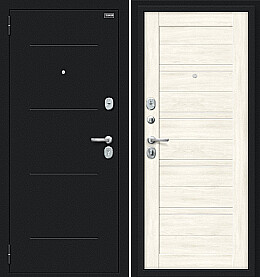 Дверь входная Сити Kale Букле черное/Nordic Oak, с зеркалом, 2 замка