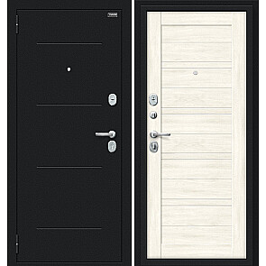 Дверь входная Сити Kale Букле черное/Nordic Oak, с зеркалом, 2 замка