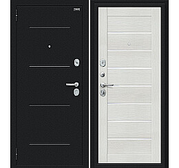 Дверь входная Техно Букле черное/Bianco Veralinga, 2 замка, с ночной задвижкой