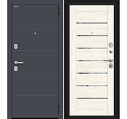 Дверь входная Прайд Kale Graphite Pro/Nordic Oak, с зеркалом, 2 замка