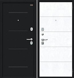 Дверь входная Граффити-1 Инсайд Букле черное/Snow Art, 2 замка, с ночной задвижкой