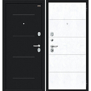 Дверь входная Граффити-1 Инсайд Букле черное/Snow Art, 2 замка, с ночной задвижкой