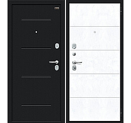 Дверь входная Граффити-1 Инсайд Букле черное/Snow Art, 2 замка, с ночной задвижкой