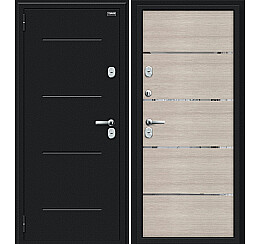 Дверь входная Thermo Лайн с терморазрывом Букле черное/Cappuccino Veralinga, 2 замка, с ночной задвижкой