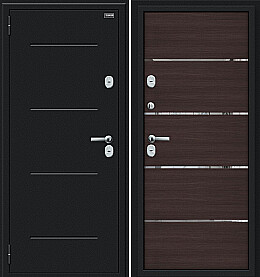 Дверь входная Thermo Лайн с терморазрывом Букле черное/Wenge Veralinga, 2 замка
