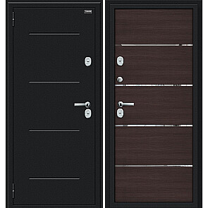 Дверь входная Thermo Лайн с терморазрывом Букле черное/Wenge Veralinga, 2 замка