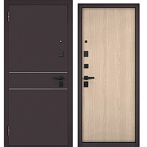 Дверь входная Сити Макс МП D-16/100 Букле шоколад/Ясень ривьера крем, 2 замка