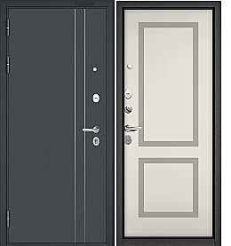 Дверь входная City Max MP D-5 CSmart/190 (чёрная фурнитура) Черный муар металлик, D-5 CSmart/Эмаль молоко, 190, 2 замка, с ночной задвижкой