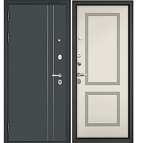 Дверь входная Сити Макс МП D-5 CSmart/190 Черный муар металлик/Эмаль молоко, 2 замка