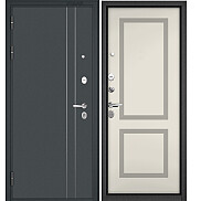 Дверь входная City Max MP D-5 CSmart/190 (чёрная фурнитура) Черный муар металлик/Эмаль молоко, 2 замка, с ночной задвижкой