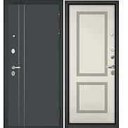 Дверь входная City Prime MP D-5 CSmart/190 Черный муар металлик/Эмаль молоко (Фурнитура чёрная)