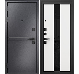 Дверь входная City Max MP Sipr-4 (чёрная фурнитура) Черный муар металлик/Белый матовый, 2 замка, с ночной задвижкой