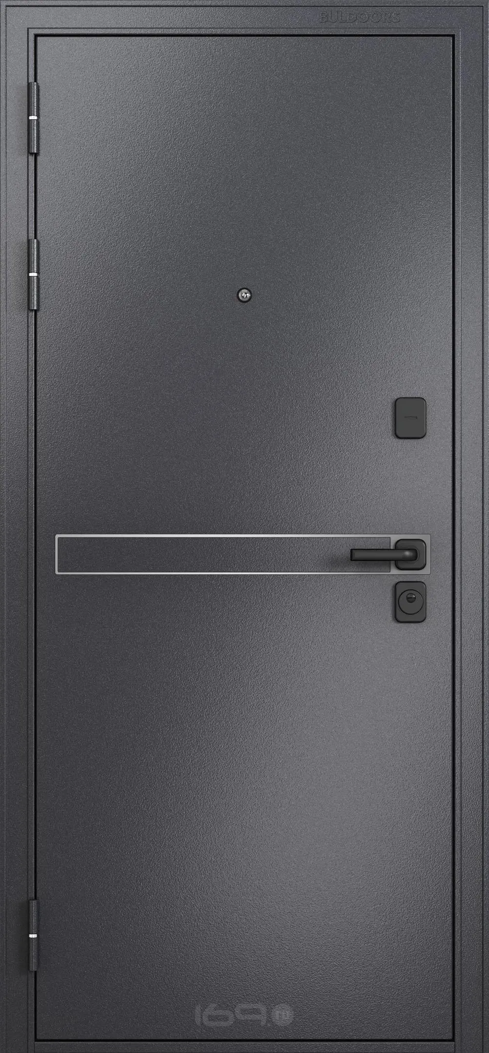 ДМ CITY MAX MP Черный муар металлик/ D4 МДФ Белый софт,, Sipr-4, lacobel black 205*86 Левая ( фурнитура чёрная)