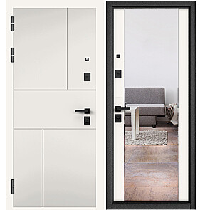 Дверь входная Сити Макс ПП 182/164 mirror Белый софт/Белый софт, с зеркалом, 2 замка