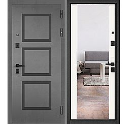 Дверь входная City Prime PP 190/164 mirror Бетон серый/Белый матовый (Фурнитура чёрная)