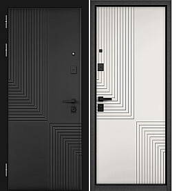 Дверь входная City Max PP 195/195 (чёрная фурнитура) Черный матовый, 195/Белый матовый, 195, 2 замка, с ночной задвижкой
