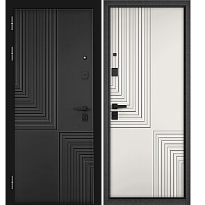 Дверь входная Сити Макс ПП 195/195 Черный матовый/Белый матовый, 2 замка