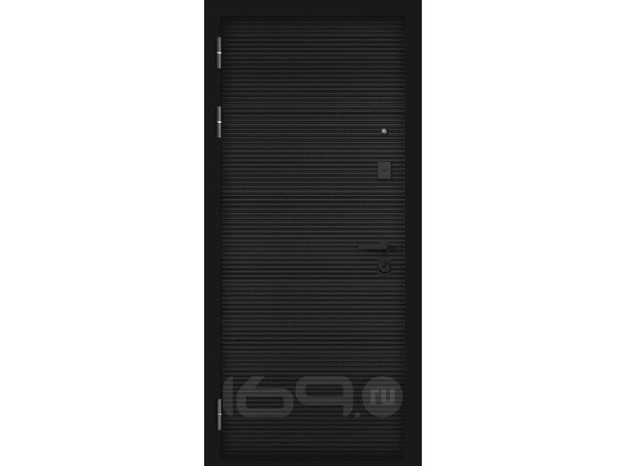 ДМ CITY MAX PP Черный муар металлик/ МДФ Чёрный матовый-181 / МДФ Si-4 Lakobel Black-Белый софт 205*86 Левая (Фурнитура чёрная)